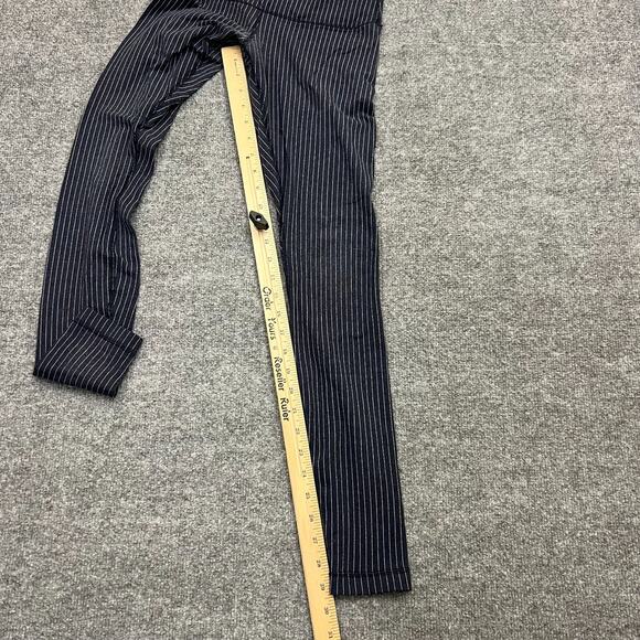 Lululemon Wunder Under Leggings Sz 4 Navy White Pinstripe High Rise Full Length - Picture 12 of 13